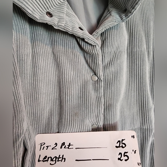 Free People Dusty Green Puffer Corduroy Snap Front Jacket SZ Sm Med - Picture 13 of 13